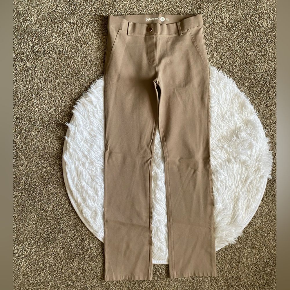 Betabrand Dress Pants Tan Stretch‎ Womens Size SP Small Petite